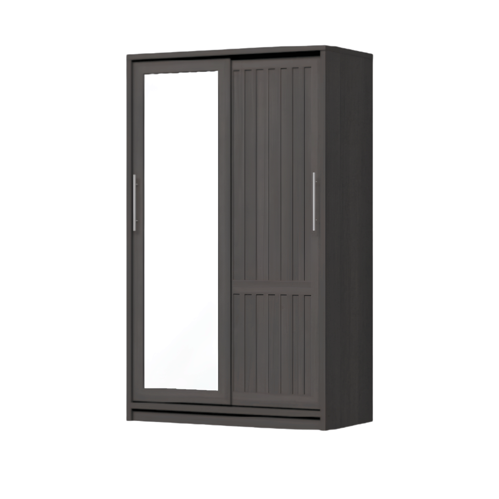 ตู้เสื้อผ้าบานเลื่อนกระจกเงา WISDOM DESIGN FURNITURE รุ่น W12SLM 120 ซม. สีโอ๊ค